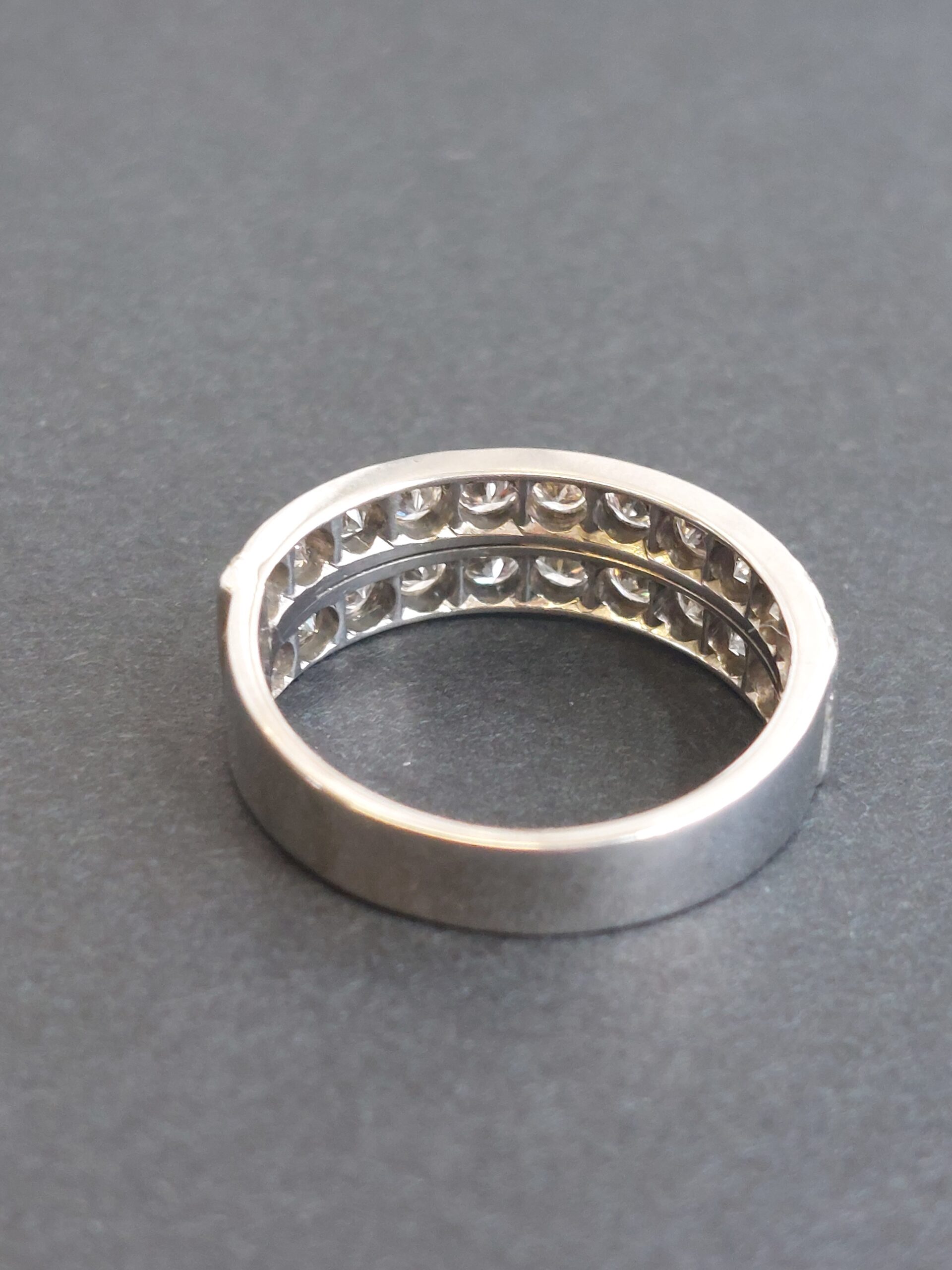 18ct W/G Natural Diamond Double Row Half Eternity-Size P-Beautiful! - Image 3