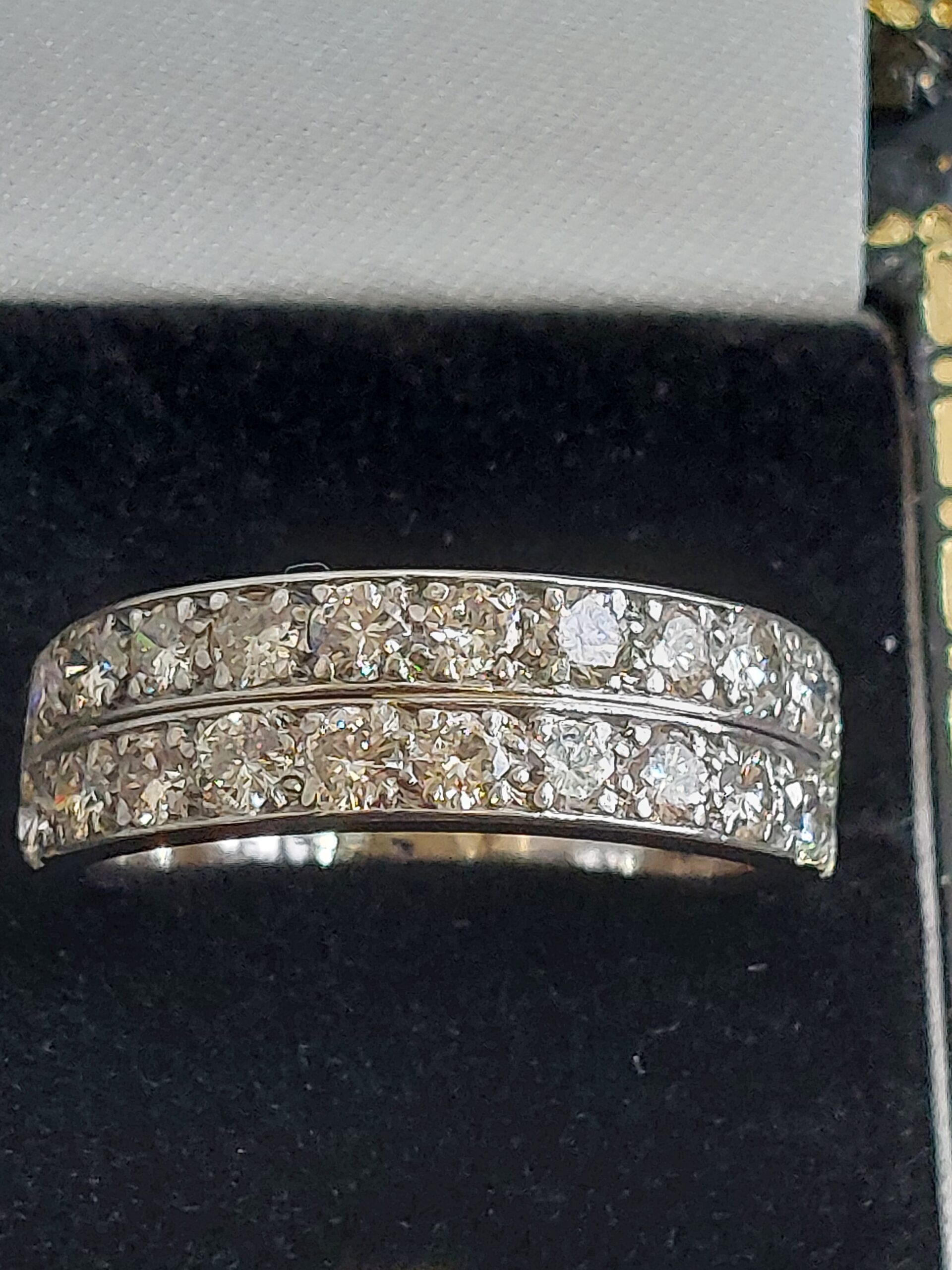18ct W/G Natural Diamond Double Row Half Eternity-Size P-Beautiful! - Image 5