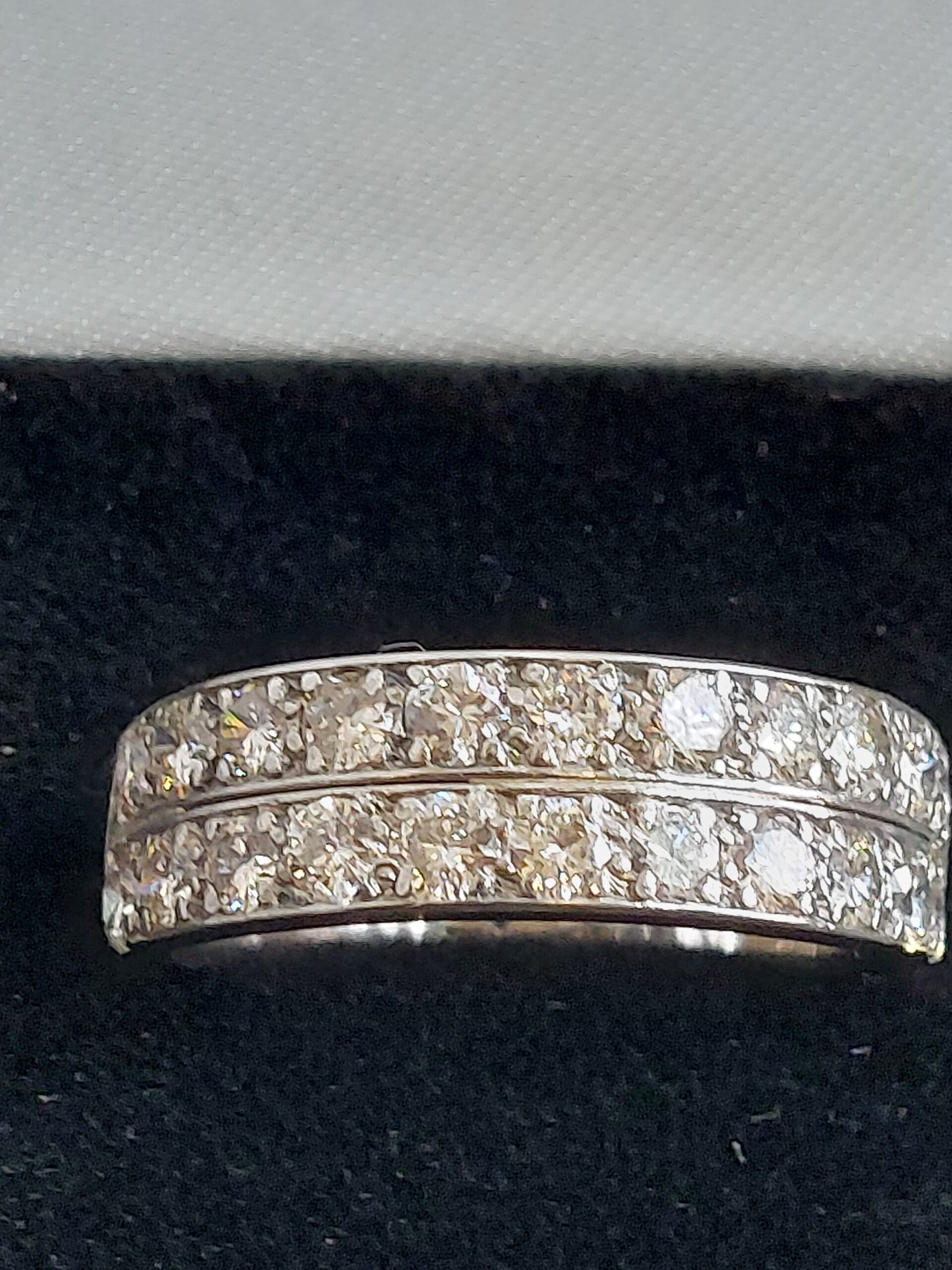 18ct W/G Natural Diamond Double Row Half Eternity-Size P-Beautiful!