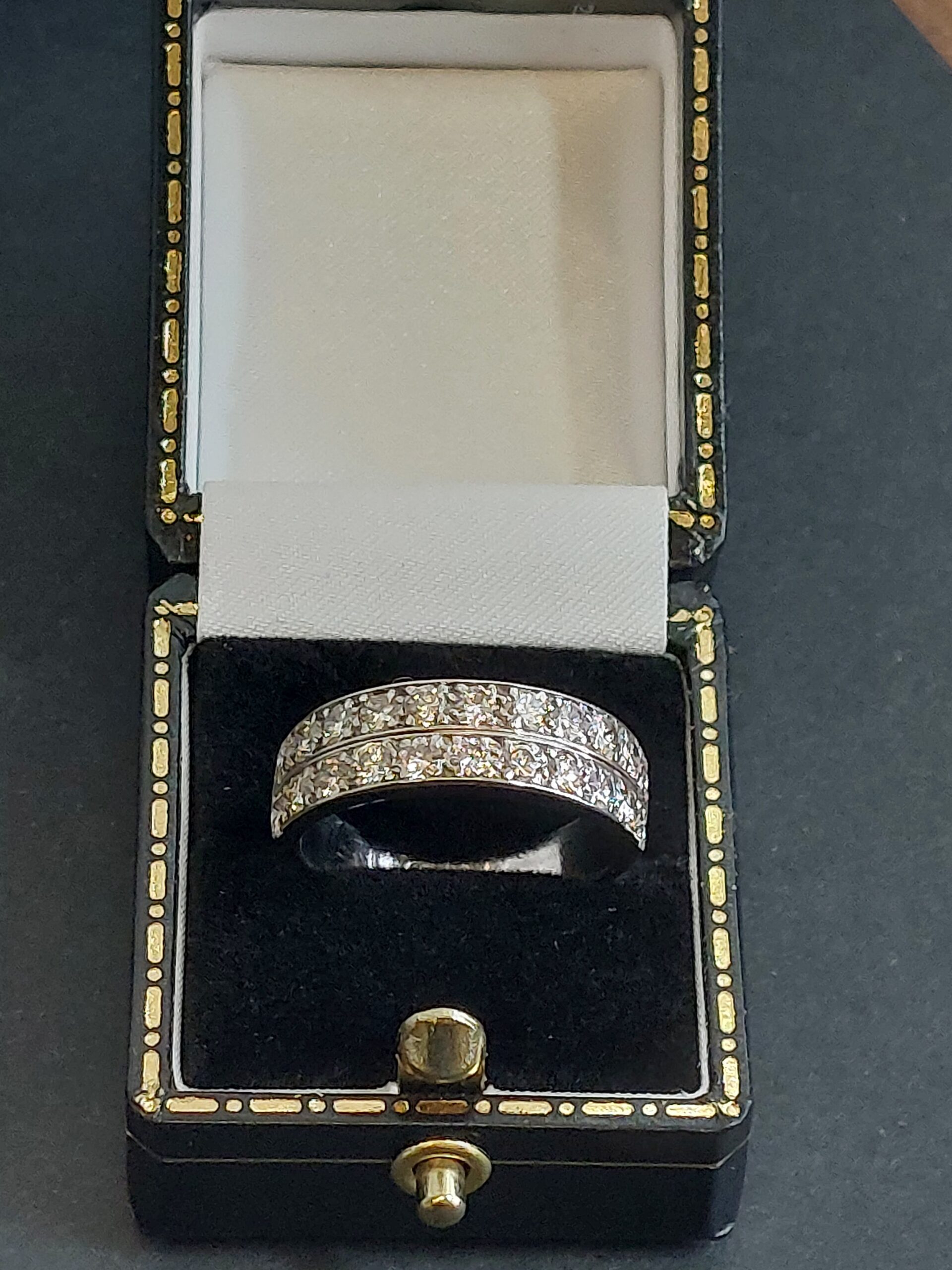 18ct W/G Natural Diamond Double Row Half Eternity-Size P-Beautiful! - Image 8