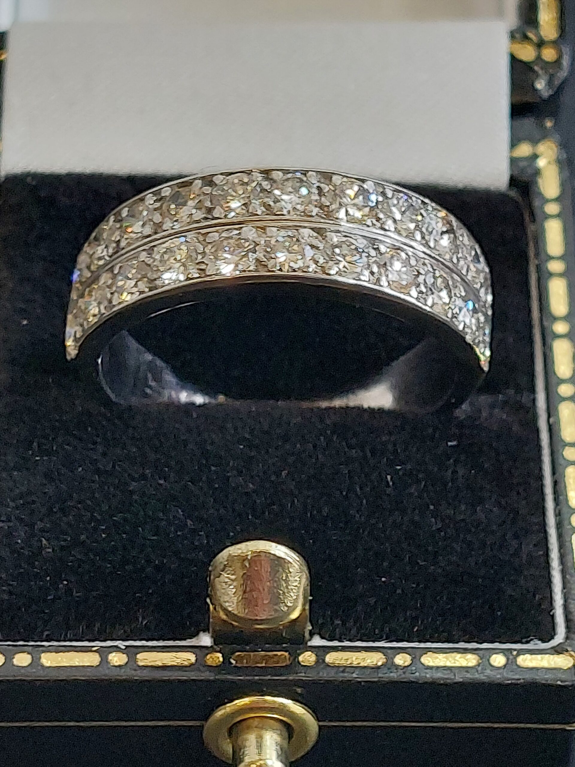 18ct W/G Natural Diamond Double Row Half Eternity-Size P-Beautiful! - Image 9