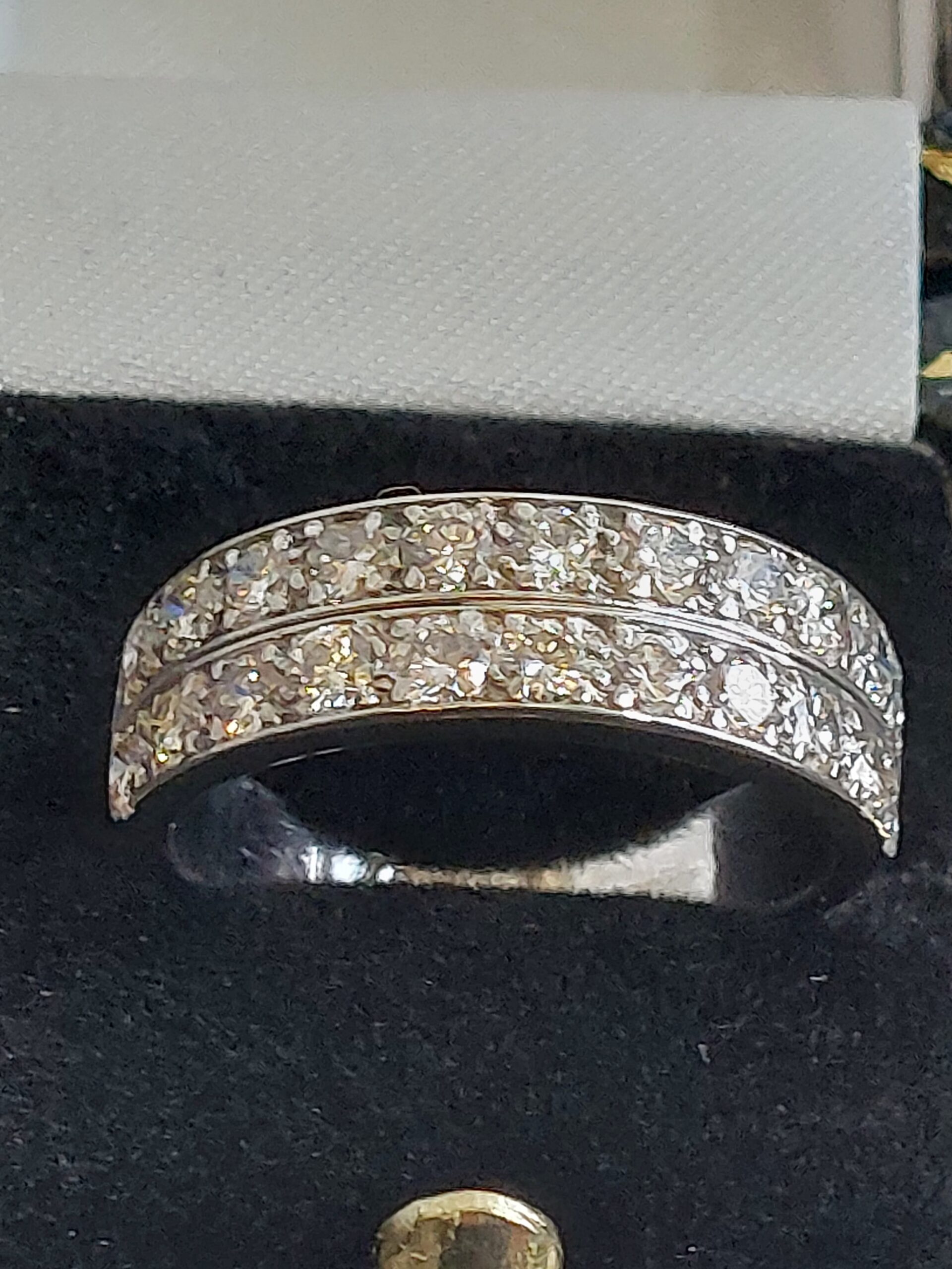 18ct W/G Natural Diamond Double Row Half Eternity-Size P-Beautiful! - Image 10