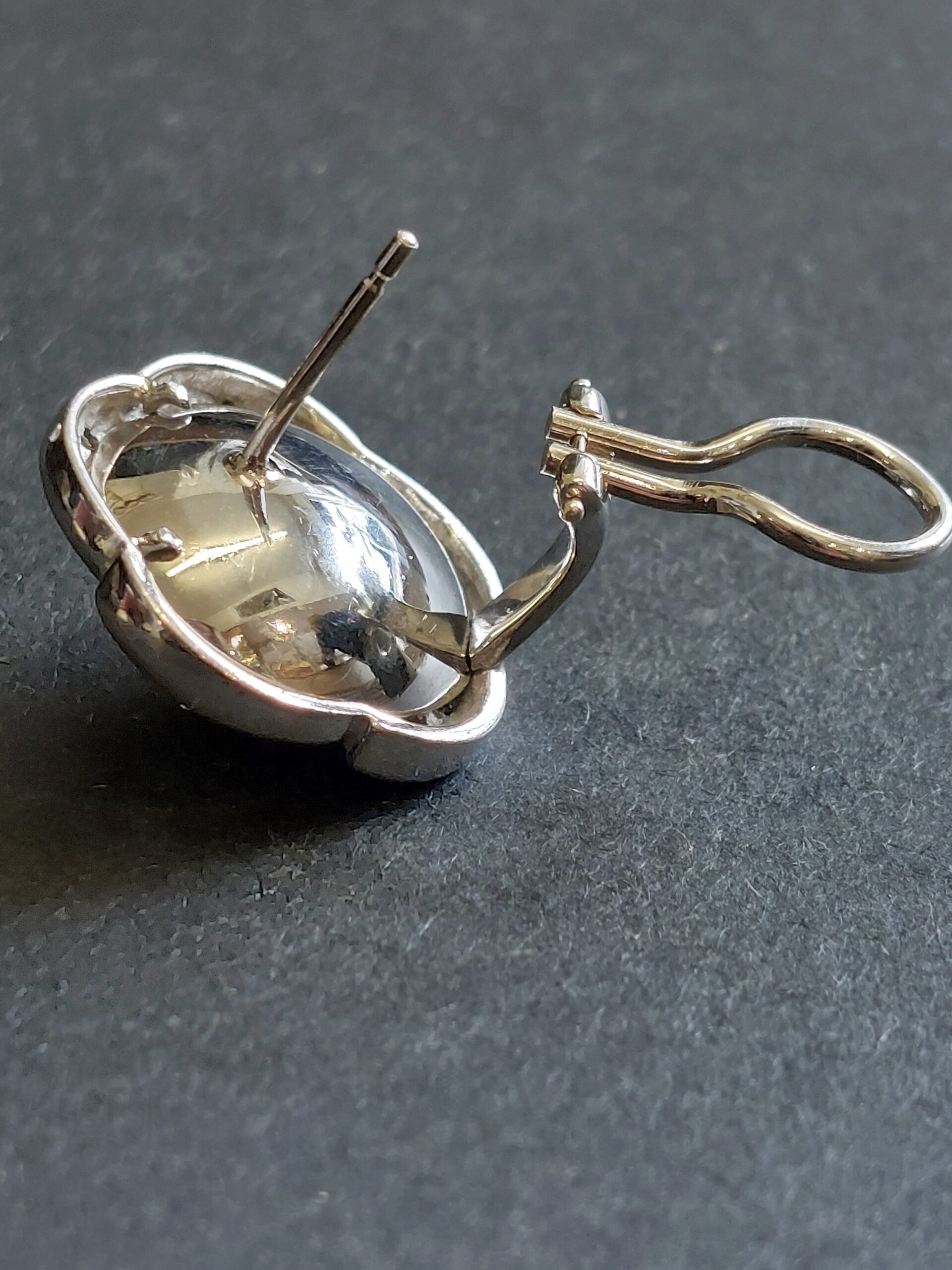 18ct White Gold Natural Diamond and Mobe Pearl Earrings - Image 8