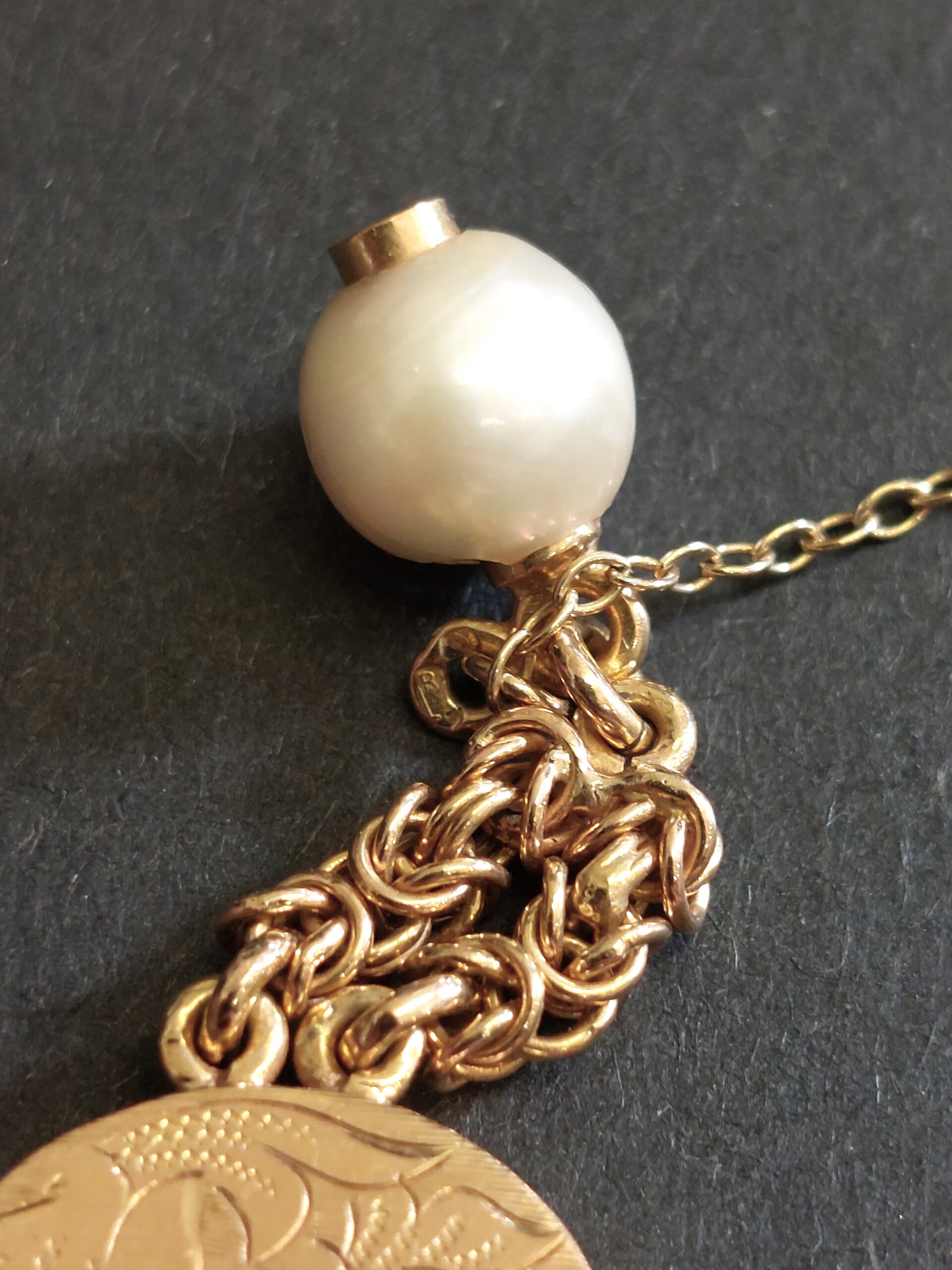 Vintage19ct Portuguese Gold Natural Pearl & Green Onyx Bracelet - Rare and Beautiful - Image 7