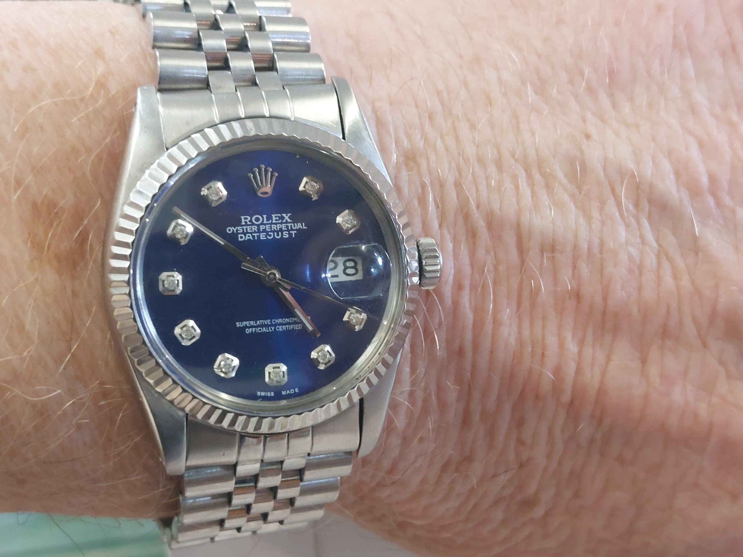 Rolex Date-just Ref: 16014 36mm 1984 with factory blue diamond dial ( nice watch - Image 2