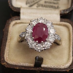 Platinum, Ruby & Natural Diamond Cluster - Absolutely Stunning