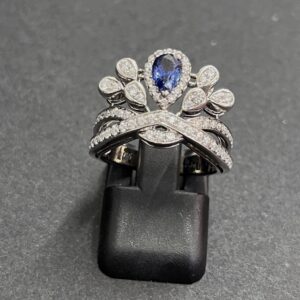 Ladies Sapphire and Diamond Spray Cluster Ring - Stunning